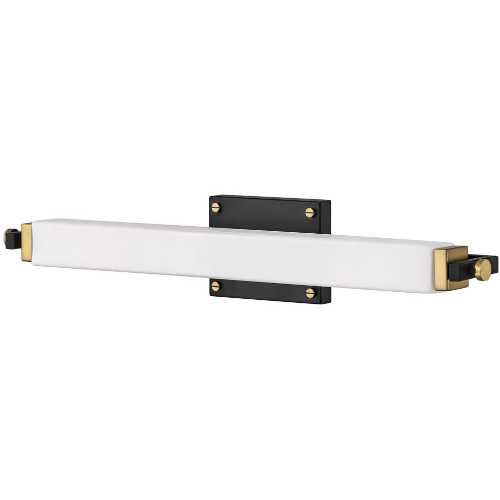 Rollins LED 24 inch Black with Heritage Brass Bath Light Wall Light in Black / Heritage Brass, Vertical