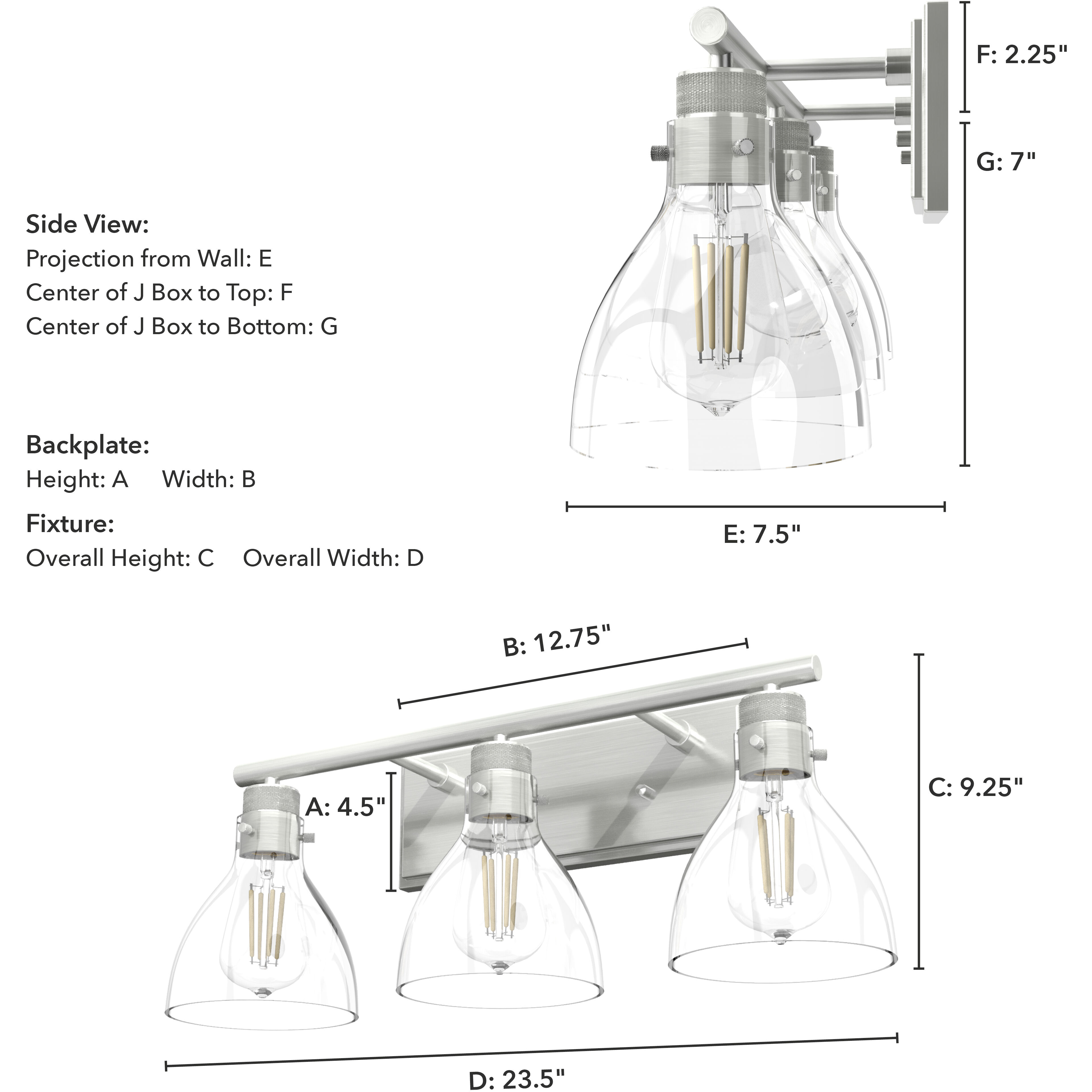 Van Nuys 3 Light 23.5 inch Brushed Nickel Vanity Light Wall Light