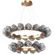 Gem LED 48.3 inch Novel Brass Chandelier Ceiling Light, Radial Ring Two Tier