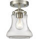 Nouveau Bellmont LED 6 inch Brushed Satin Nickel Semi-Flush Mount Ceiling Light in Clear Glass, Nouveau
