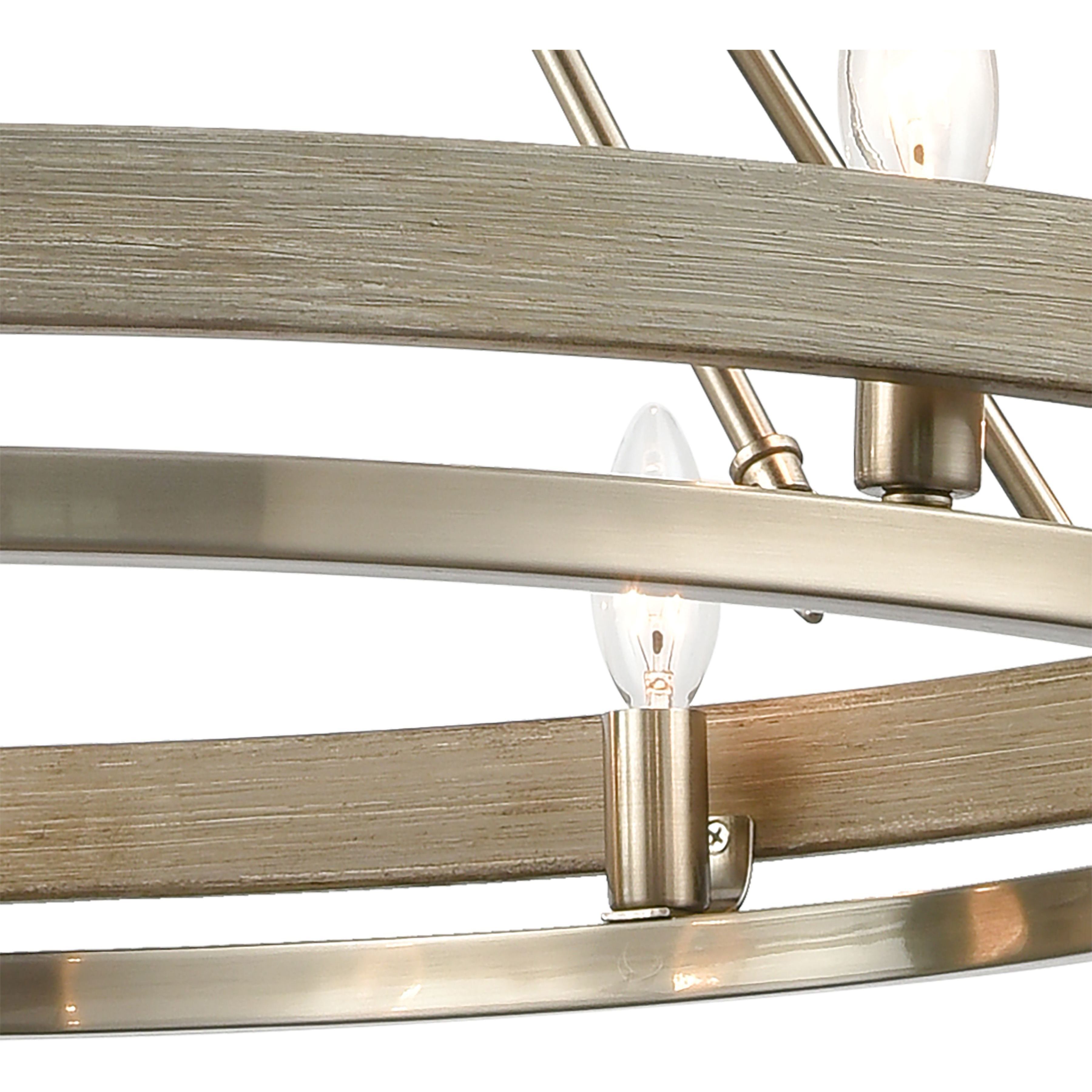 Ramsey 10 Light 34 inch Satin Nickel with Beechwood Chandelier Ceiling Light