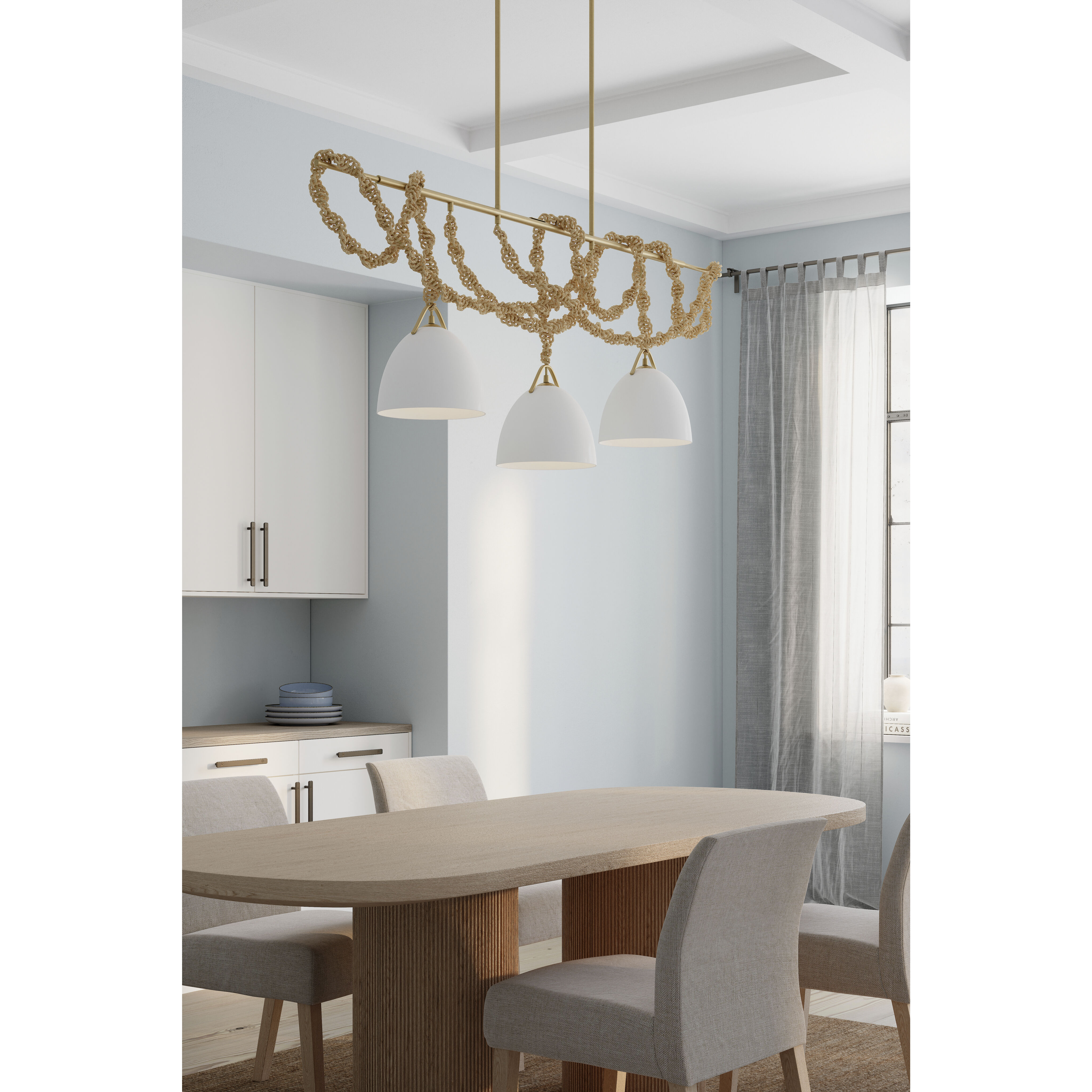 Cordon 3 Light 63.25 inch Legacy Brass Linear Chandelier Ceiling Light