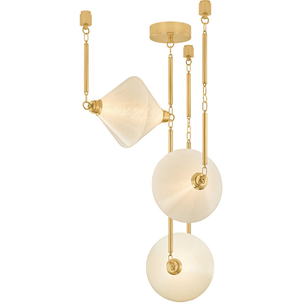 Solara LED 32.75 inch Vintage Polished Brass Chandelier Ceiling Light