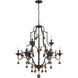 Colonial Charm 9 Light 33 inch Old World Bronze/Walnut Accents Chandelier Ceiling Light