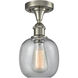 Edison Belfast 1 Light 6 inch Brushed Satin Nickel Flush Mount Ceiling Light in Seedy Glass, 2.1 lb