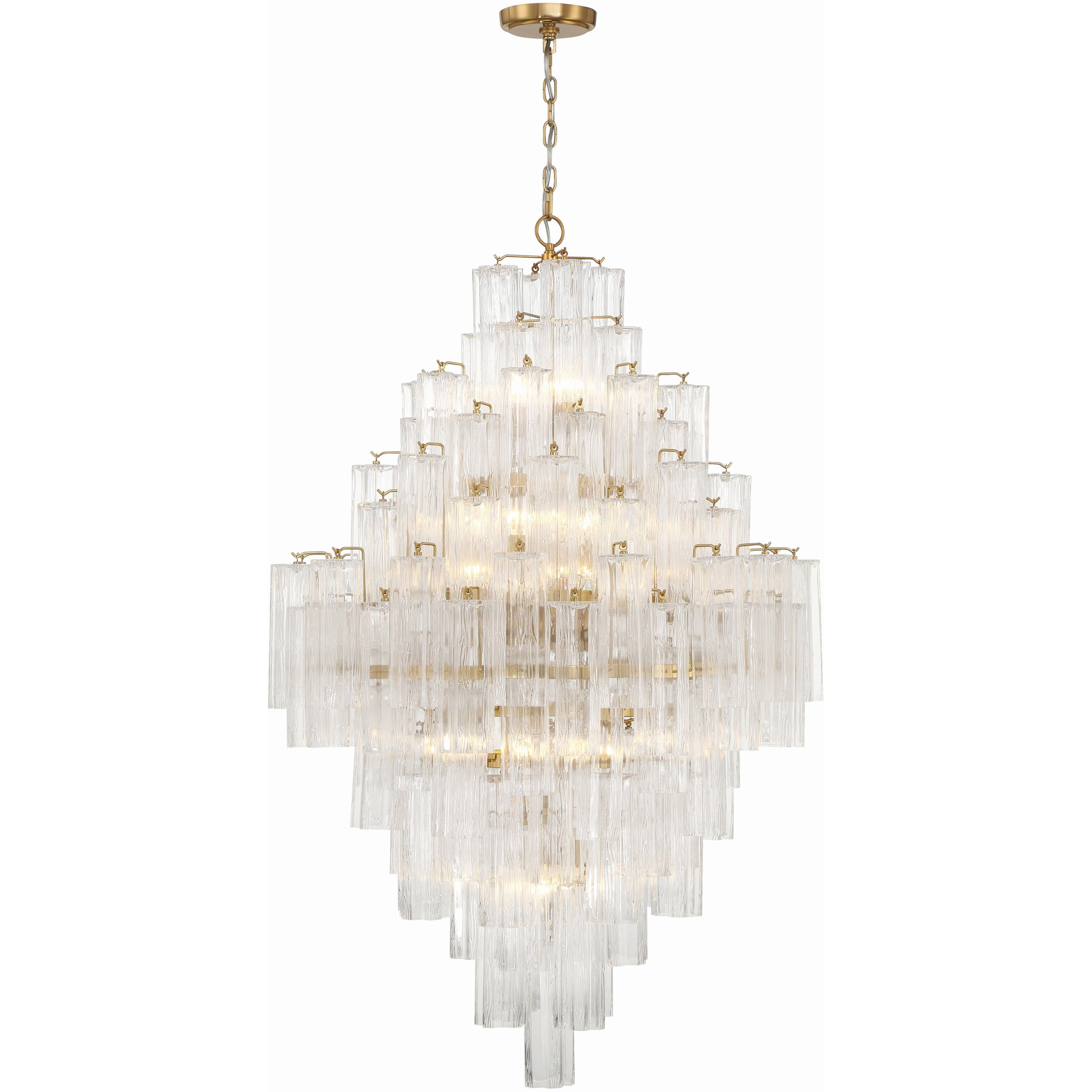 Addis 20 Light 31.5 inch Aged Brass Chandelier Ceiling Light in Clear