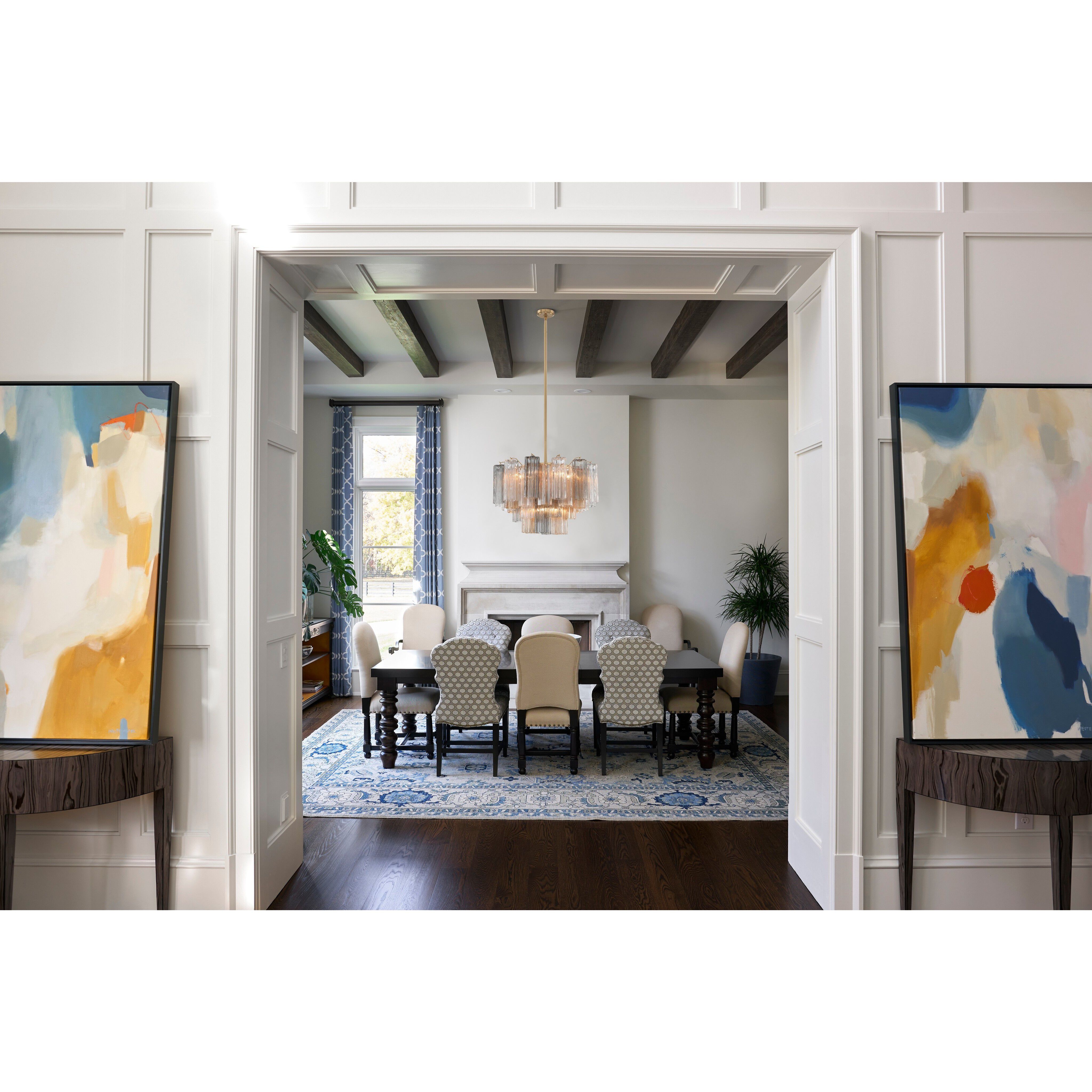 Addis 9 Light 22 inch Aged Brass Chandelier Ceiling Light in Tronchi Glass Autumn