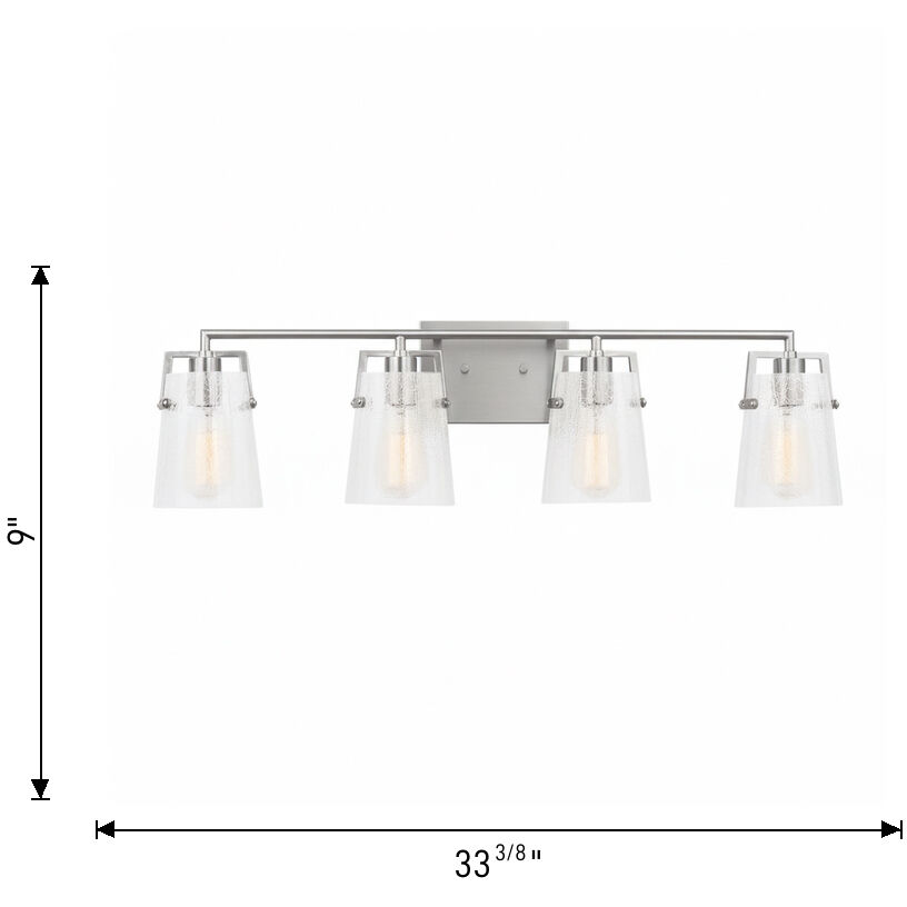 Drew & Jonathan Crofton 4 Light 33.38 inch Midnight Black Vanity Light Wall Light in Clear Crackle Glass