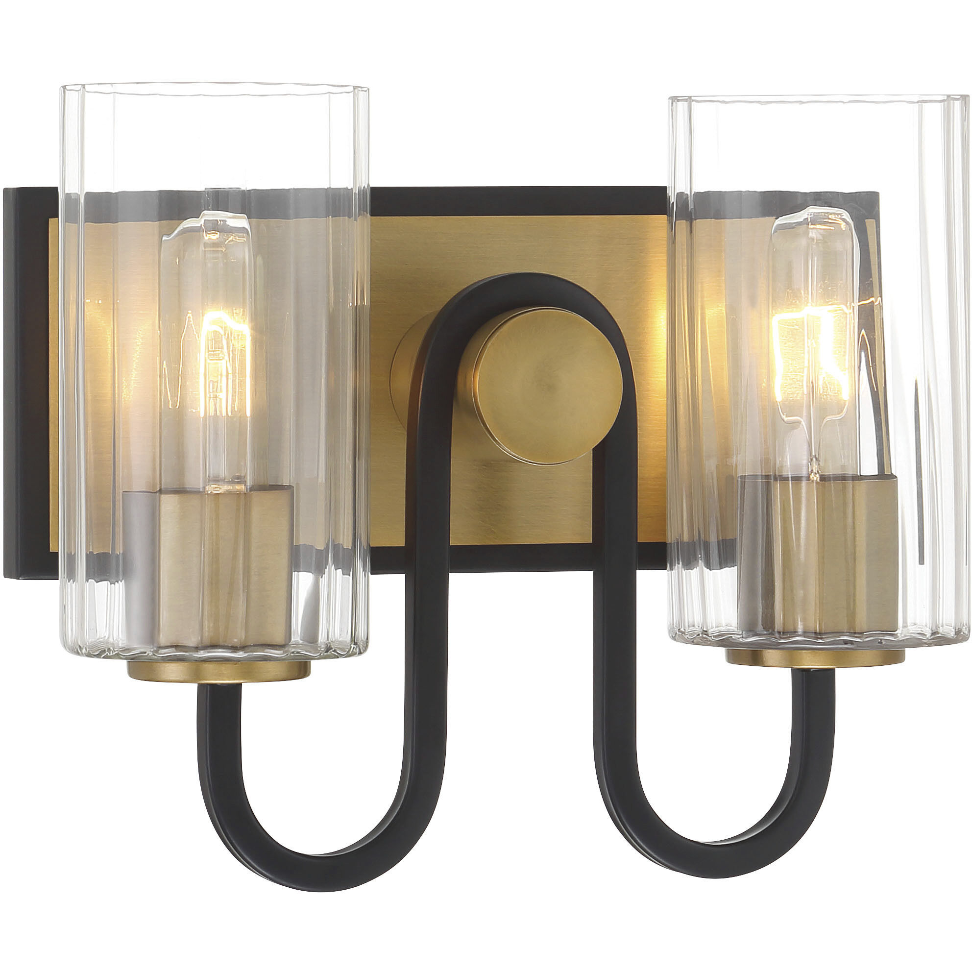 Orla 2 Light 12 inch Legacy Brass and Dark Matte Black Vanity Light Wall Light