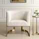 Bellina Brushed Gold and Driftwood Tan Boucle Barrel Chair