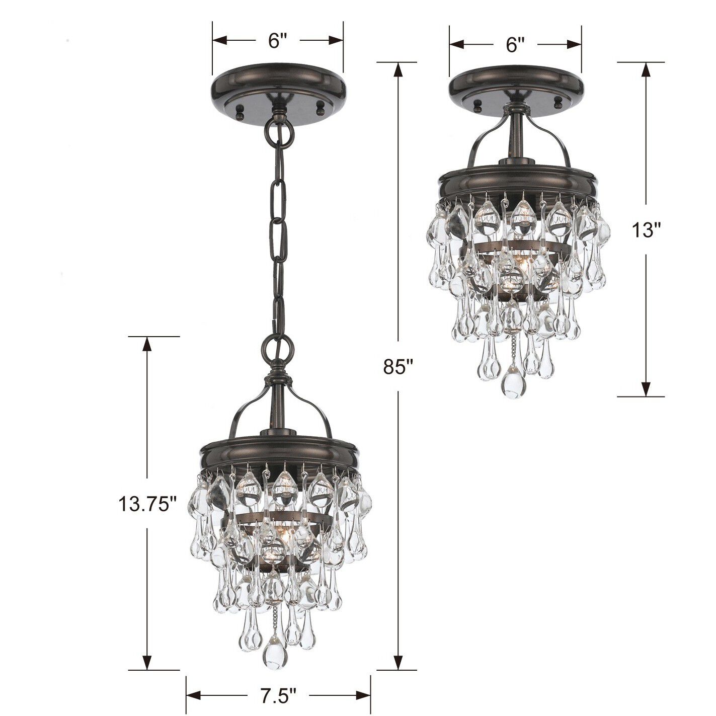 Calypso 1 Light 7.25 inch Vibrant Bronze Semi Flush Ceiling Light