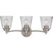 Neighborhood Tyler 3 Light 23 inch Brushed Polished Nickel Vanity Light Wall Light in Clear Seeded, Neighborhood Collection