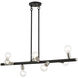 Bannister 8 Light 42 inch Black with Brushed Nickel Accents Linear Chandelier Ceiling Light, Large