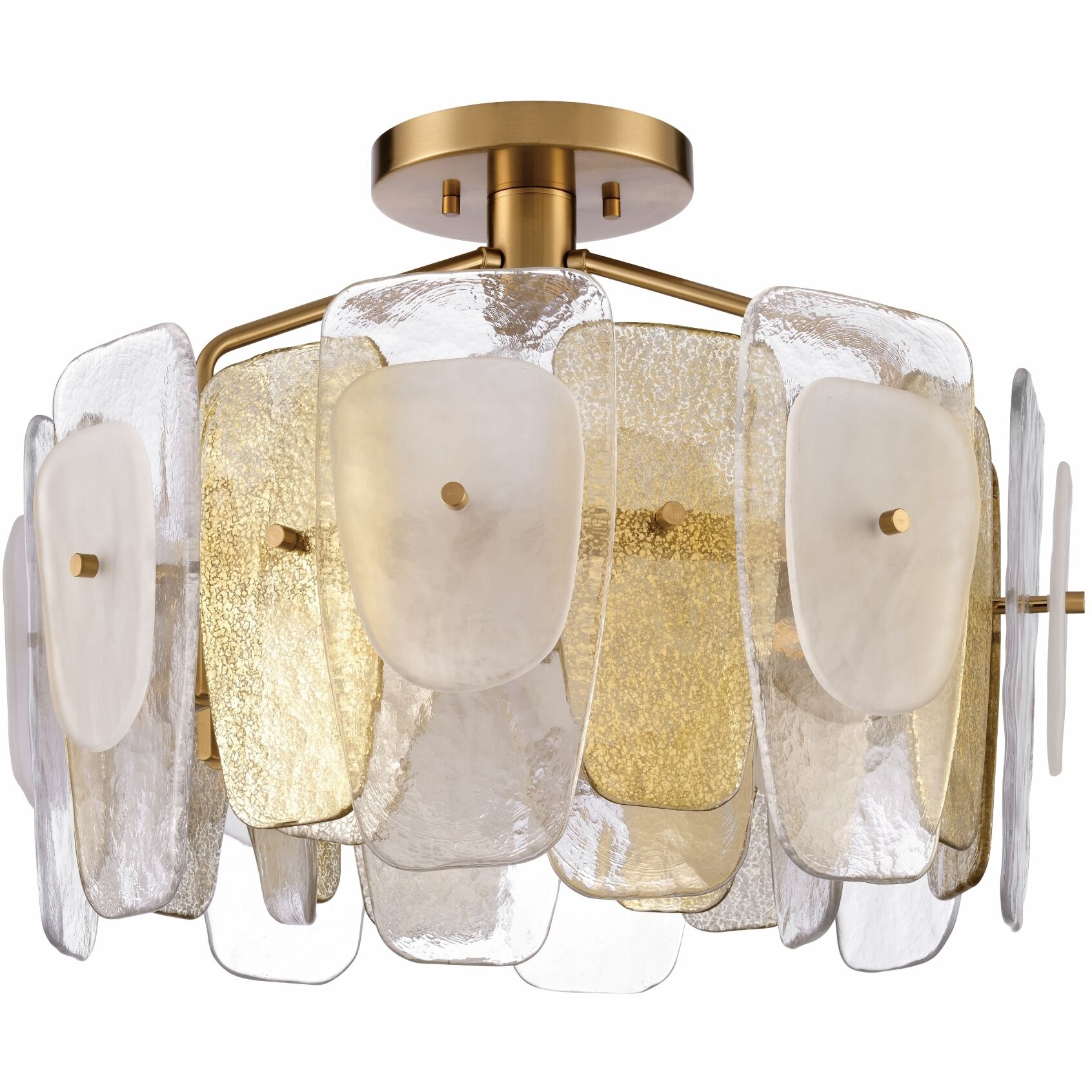 Strata 6 Light 23.75 inch Lacquered Gold Semi Flush Ceiling Light