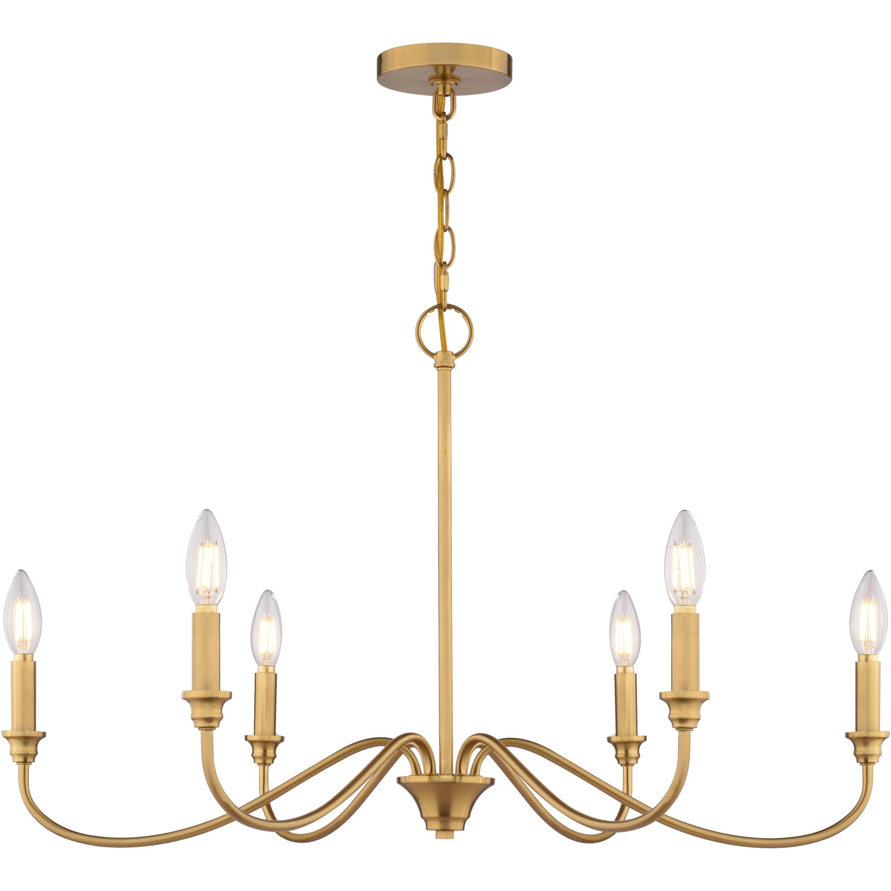 Annabelle 6 Light 30 inch Muted Brass Chandelier Ceiling Light