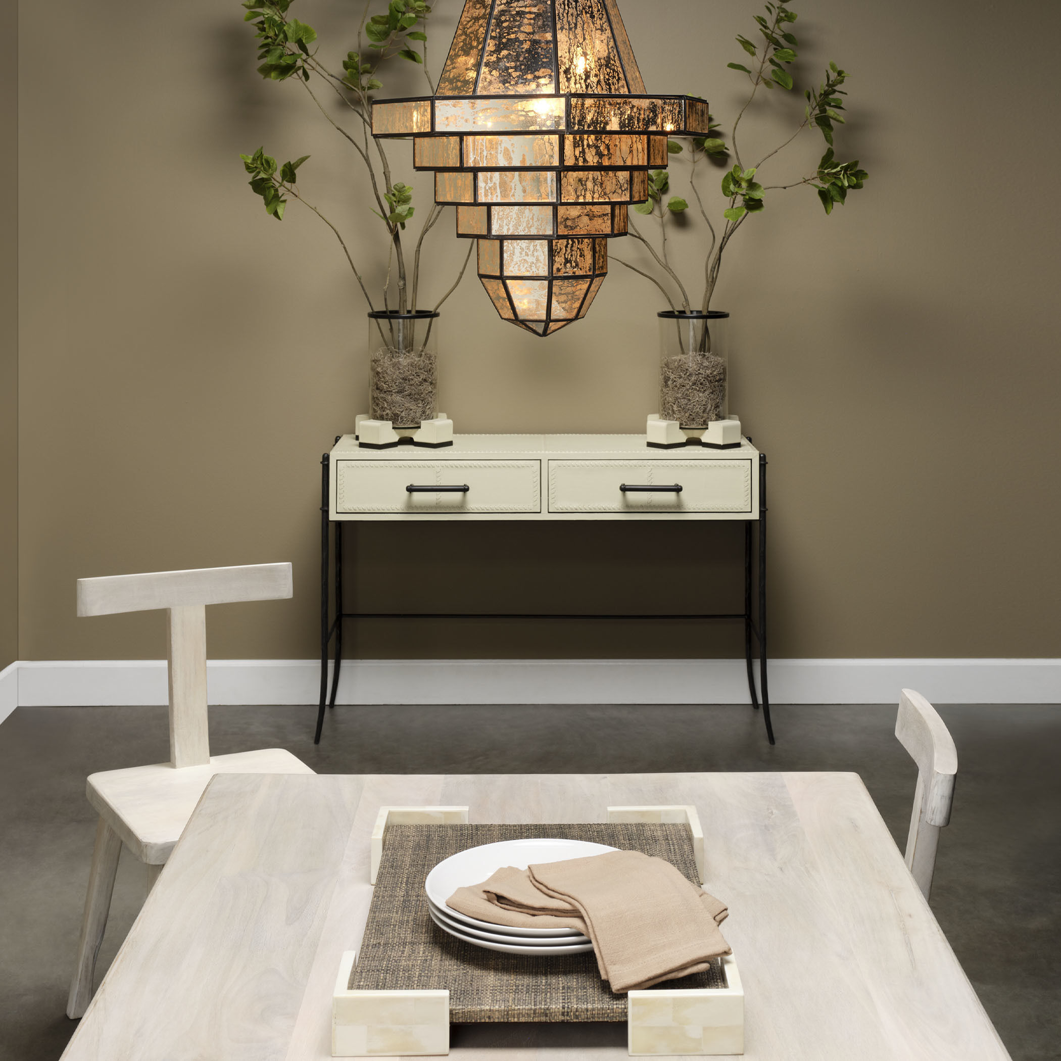 Nevado 50 inch Off White and Black Console Table