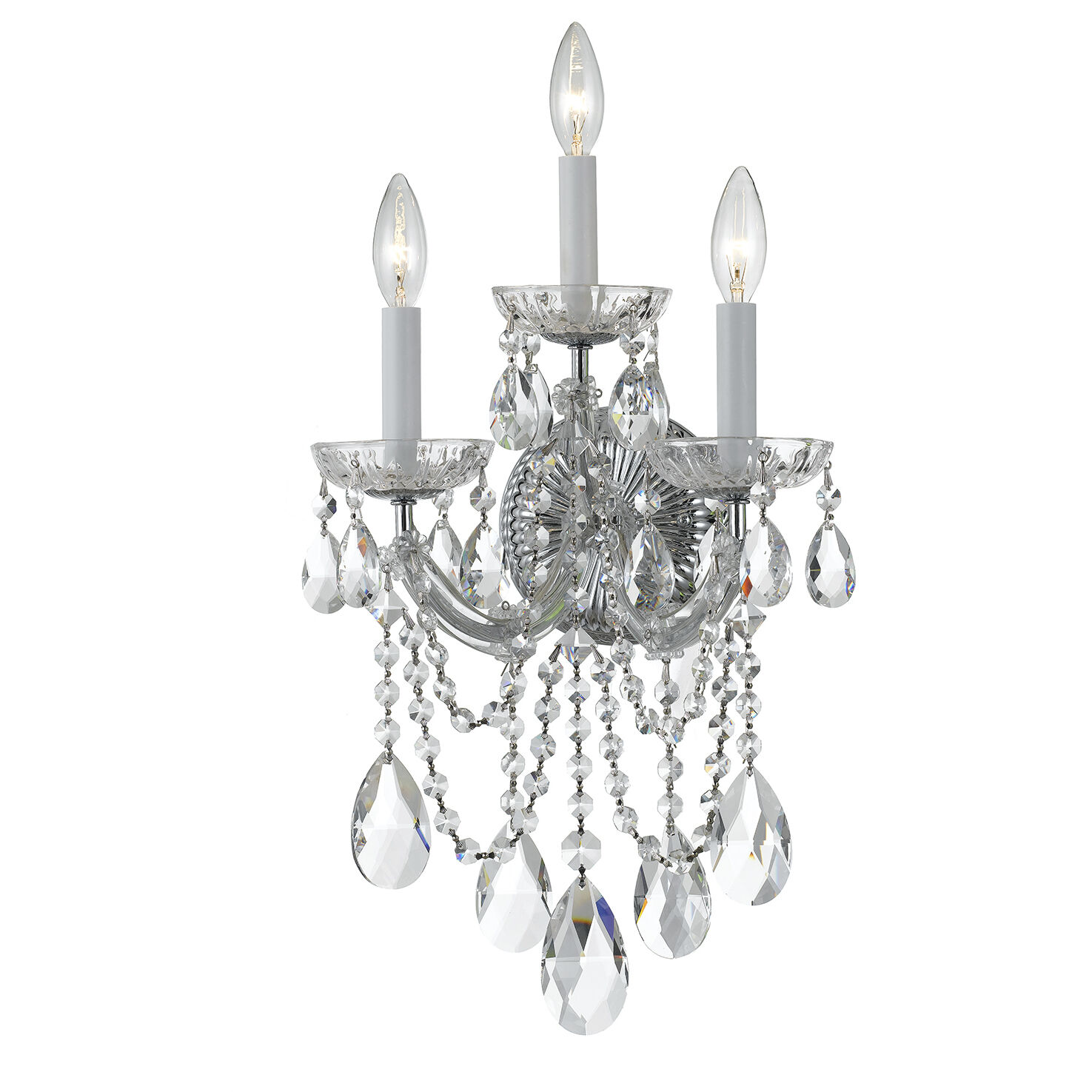 Maria Theresa Sconce Wall Light in Clear Hand Cut, Polished Chrome