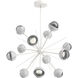 Cabochon LED 41 inch Salt White with White Marble Chandelier Ceiling Light in 3000K LED, Smoke, Startburst