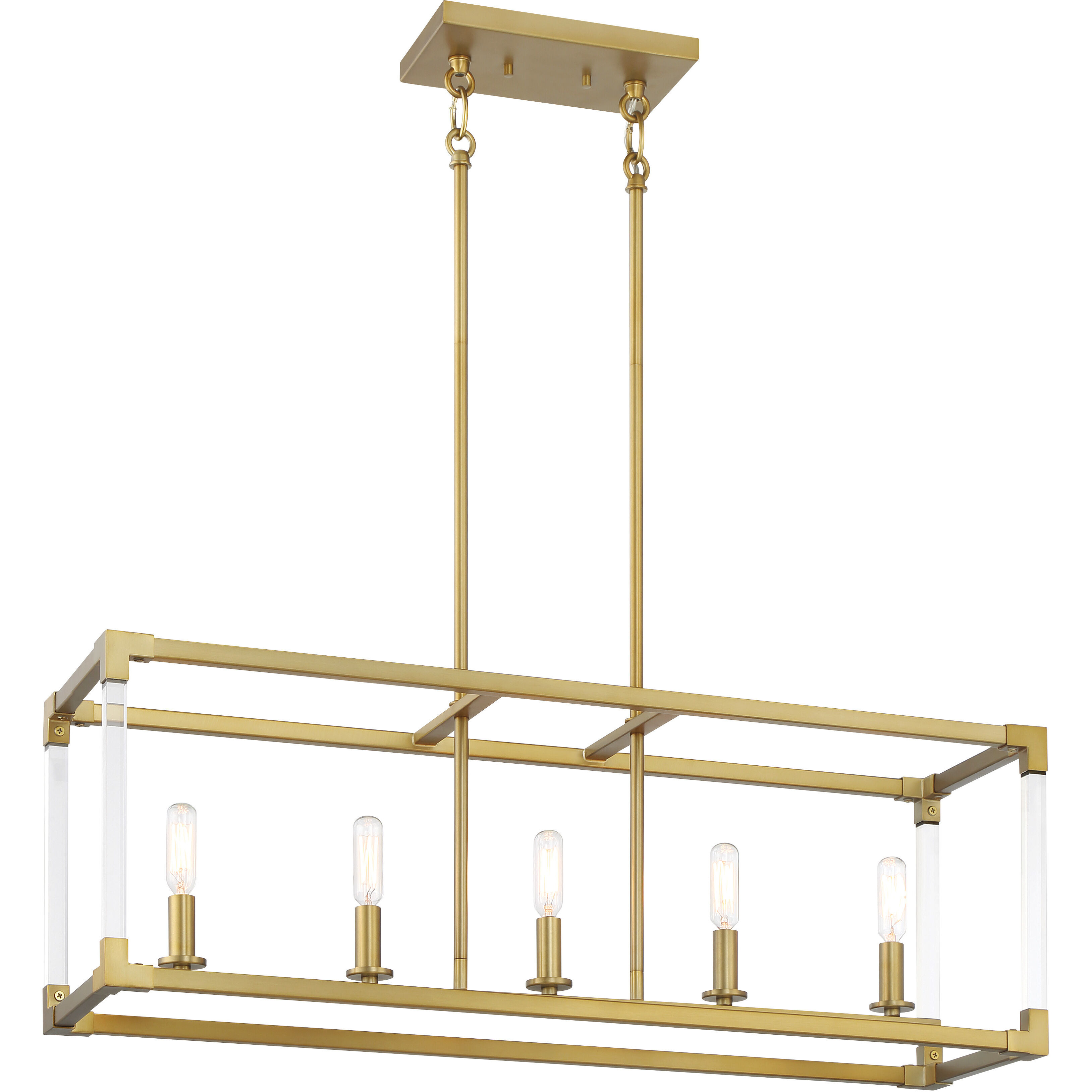 Vantage Oro District 5 Light 32 inch Soft Brass Island Light Ceiling Light
