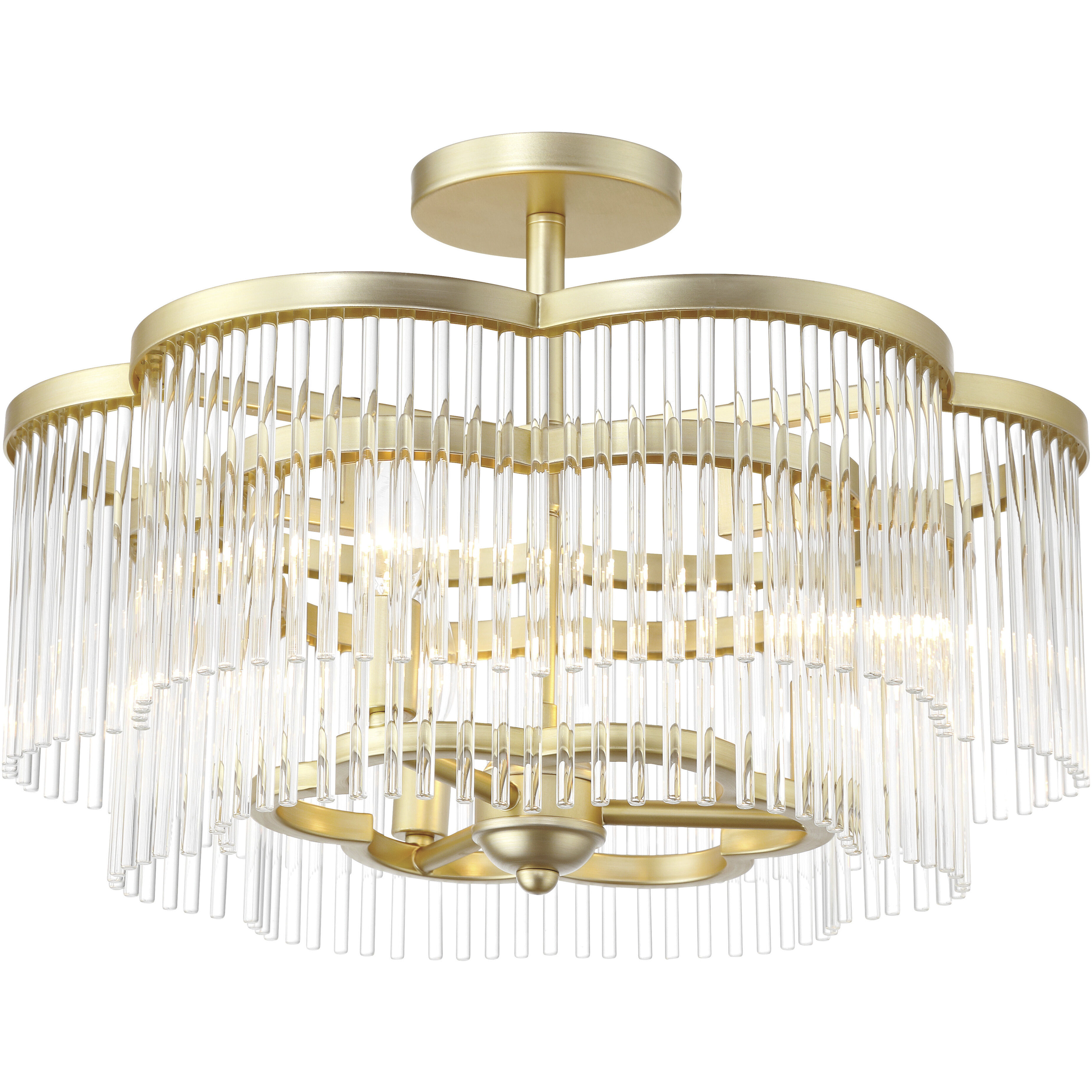 Azura 3 Light 20 inch Heirloom Brass Semi-Flush Ceiling Light