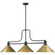 Melange 3 Light 52 inch Matte Black Billiard Ceiling Light in Matte Black and Rubbed Brass