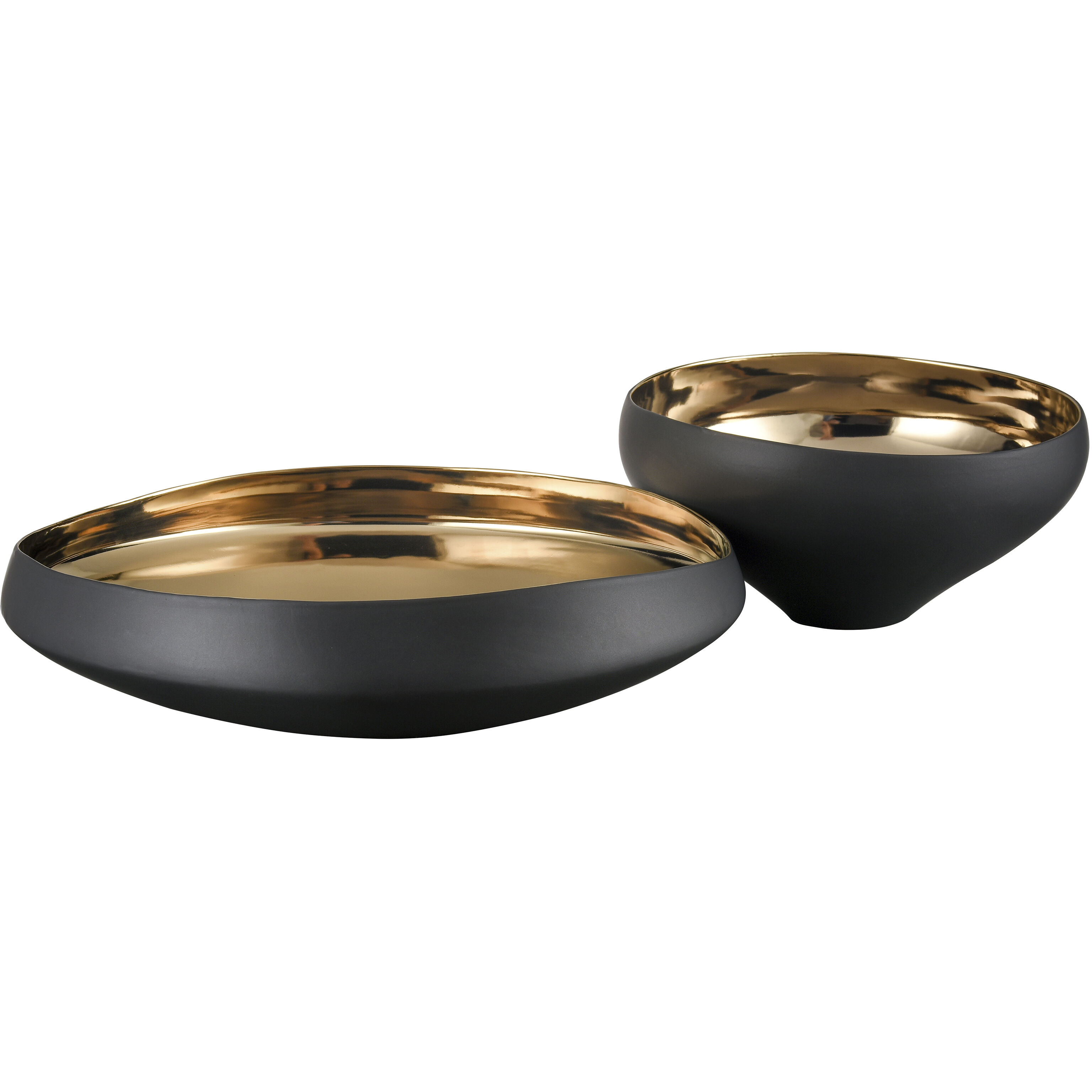 Greer 12 X 6.5 inch Bowl in Matte Black with Gold Glazed