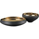 Greer 12 X 6.5 inch Bowl in Matte Black with Gold Glazed