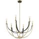 Sussex 6 Light 28.75 inch Champagne Gold and Black Chandelier Ceiling Light