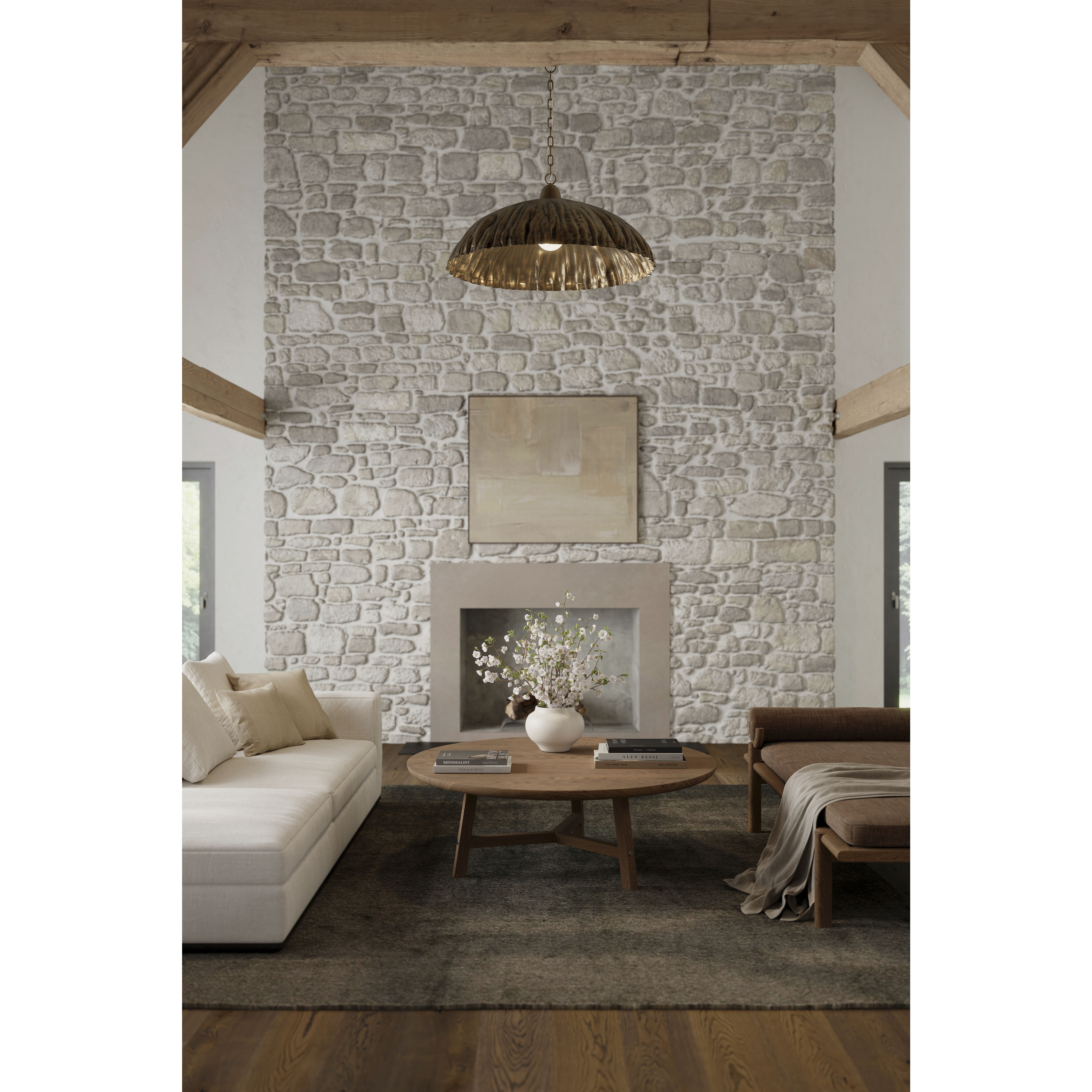 Zinnia 1 Light 36 inch Antique Brass Pendant Ceiling Light