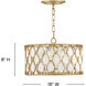Estie 3 Light 16 inch Piastra Gold Semi-flush Mount Ceiling Light