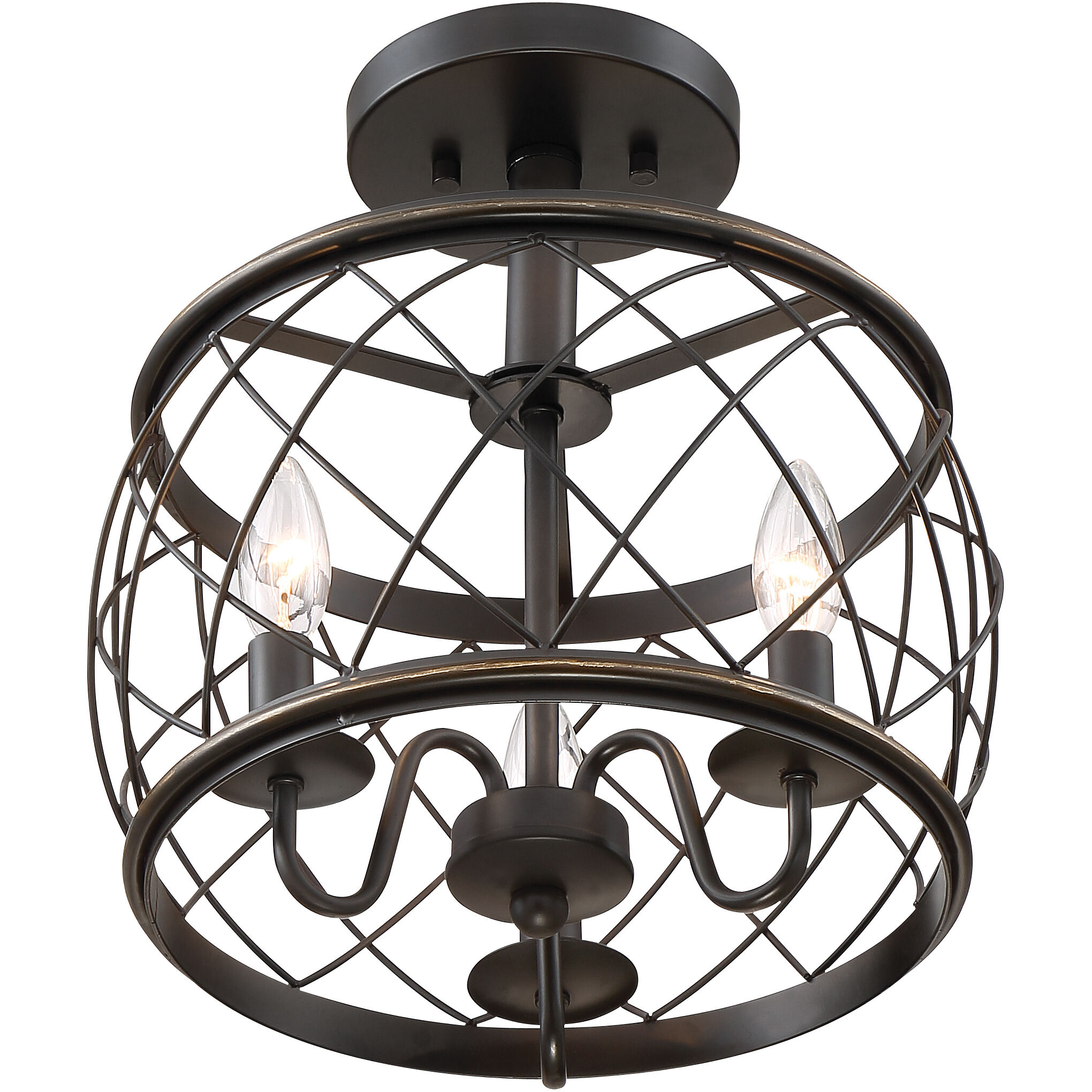 Dury 3 Light 12.5 inch Palladian Bronze Semi-Flush Mount Ceiling Light