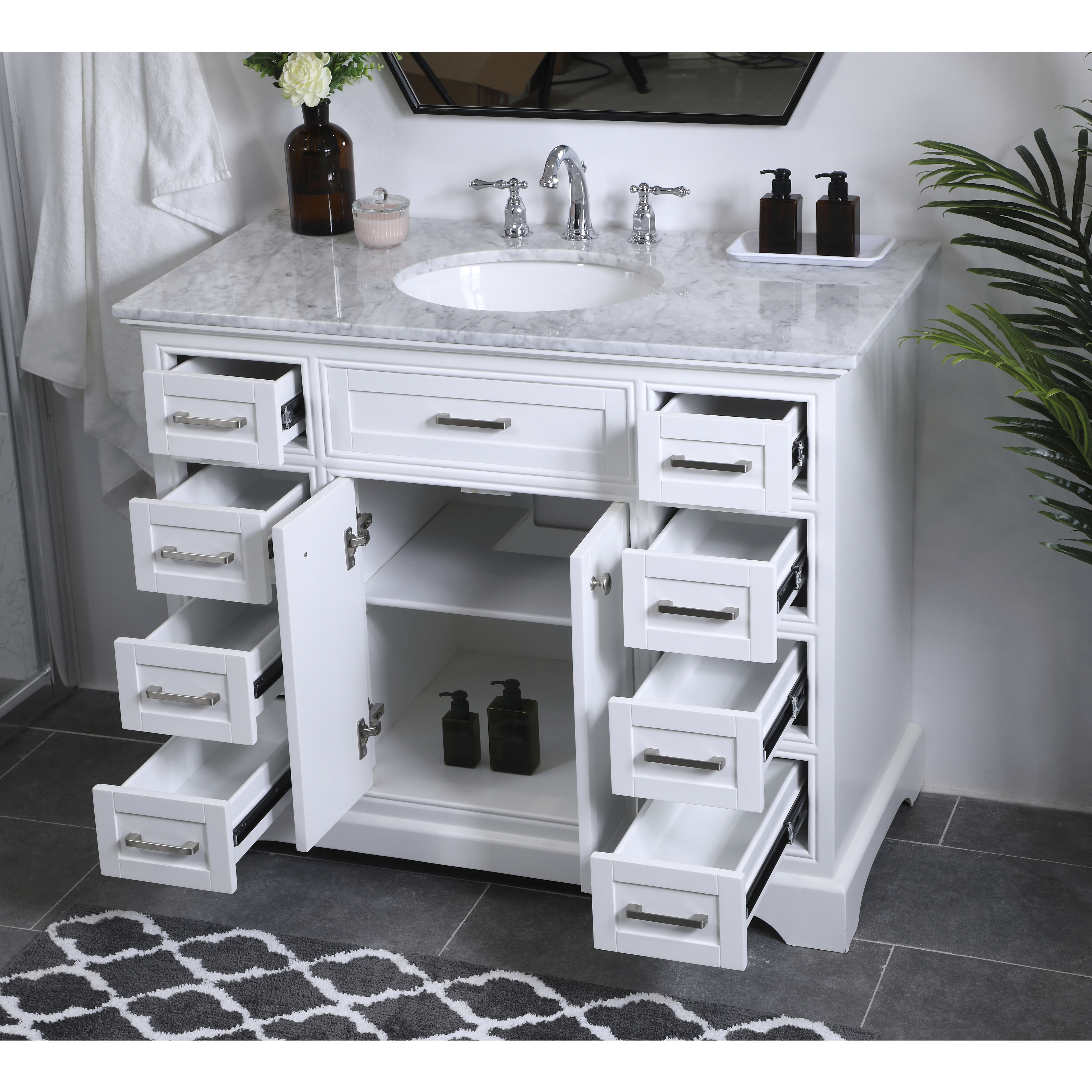 Americana 84 X 22 X 70 inch White Vanity Sink Set