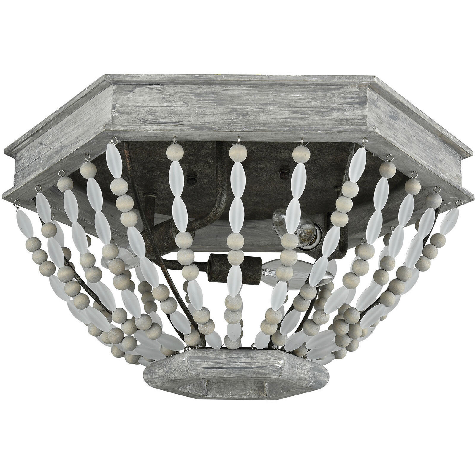 Summerton 3 Light 18 inch Graywash with White and Aged Black Flush Mount Ceiling Light