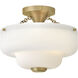 Adella 3 Light 12.75 inch Lacquered Brass Semi-Flush Mount Ceiling Light in Etched Opal