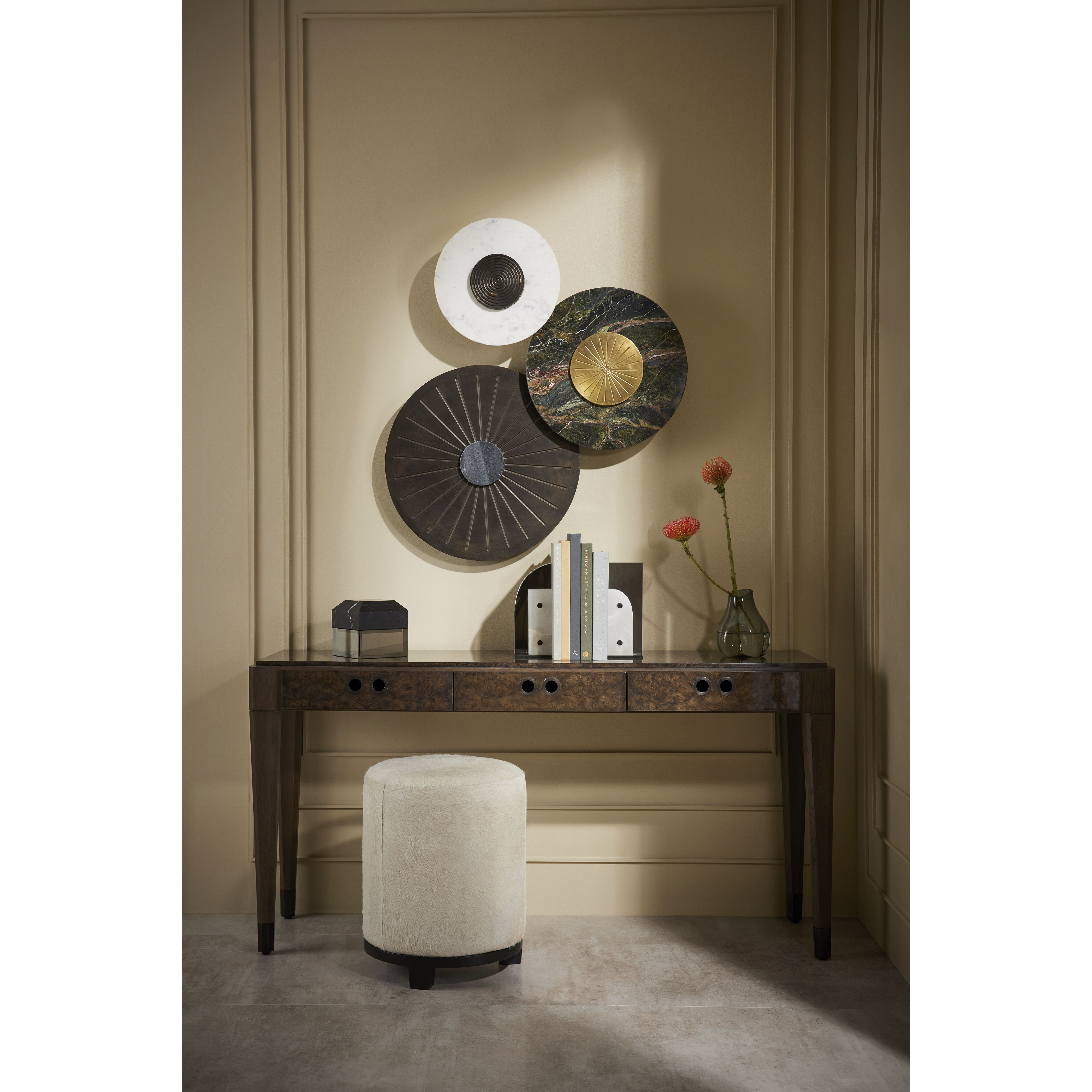 Wimberley 19 inch White and Black Ottoman