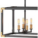 Louis 8 Light 34.5 inch Satin Black with Heritage Brass Indoor Linear Chandelier Ceiling Light