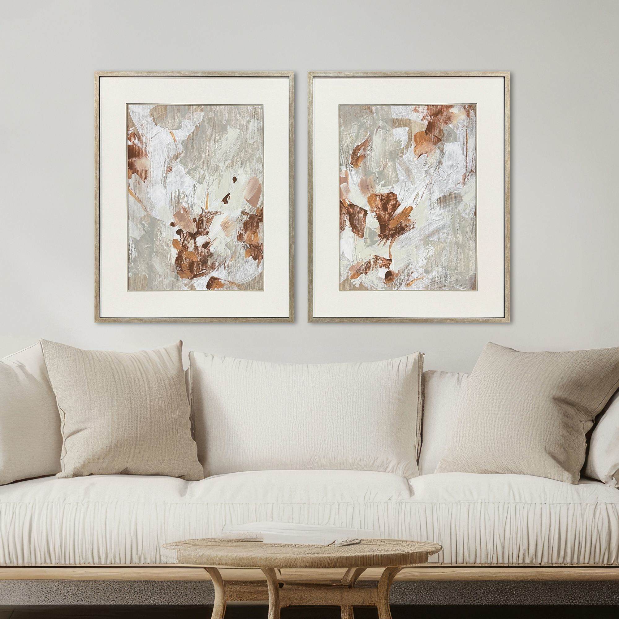 Cloudscrape White and Brown and Beige and Rust Framed Art