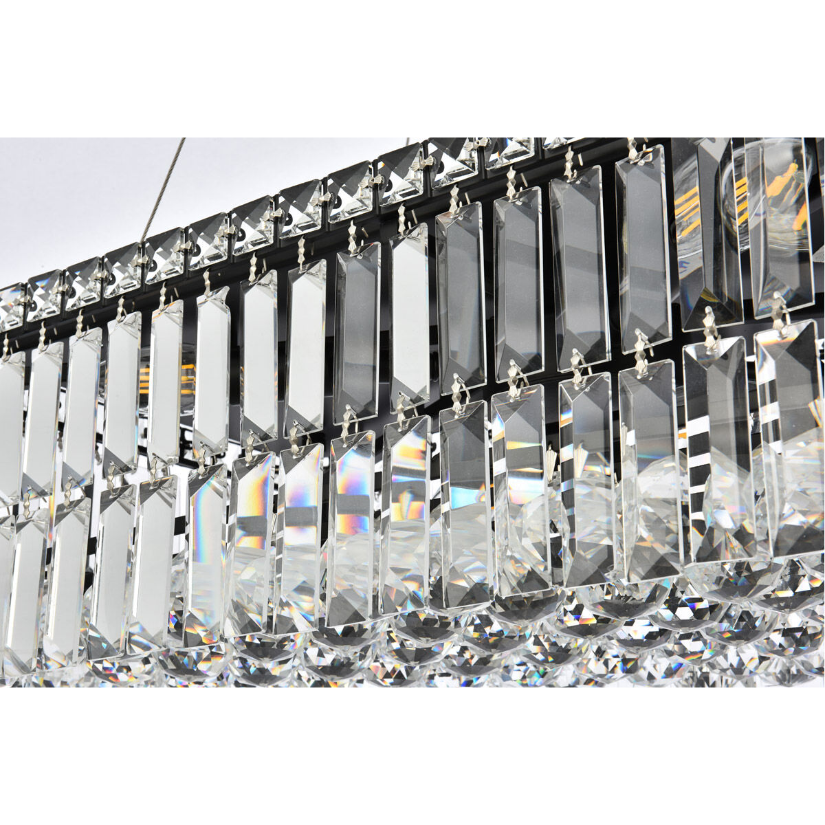 Maxime 6 Light 24 inch Black and Clear Linear Chandelier Ceiling Light in Royal Cut