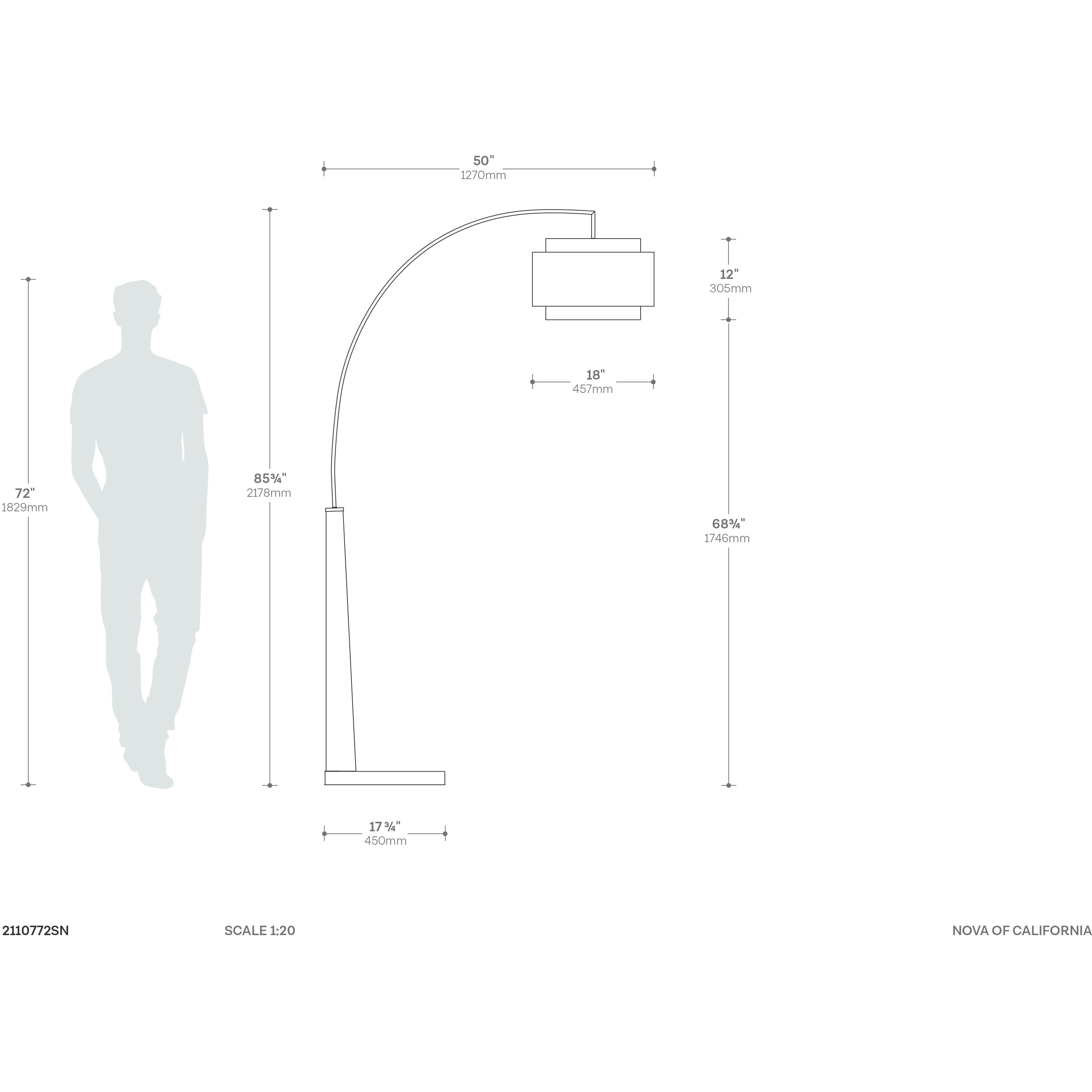 Coronado 84 inch 14.00 watt Matte Black and Satin Nickel Arc Floor Lamp Portable Light