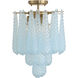 Ollie 4 Light 14.25 inch Aged Brass Semi Flush Ceiling Light in Sand Glass Blue