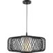 Cordova 1 Light 22 inch Black Rattan Pendant Ceiling Light, Design Series