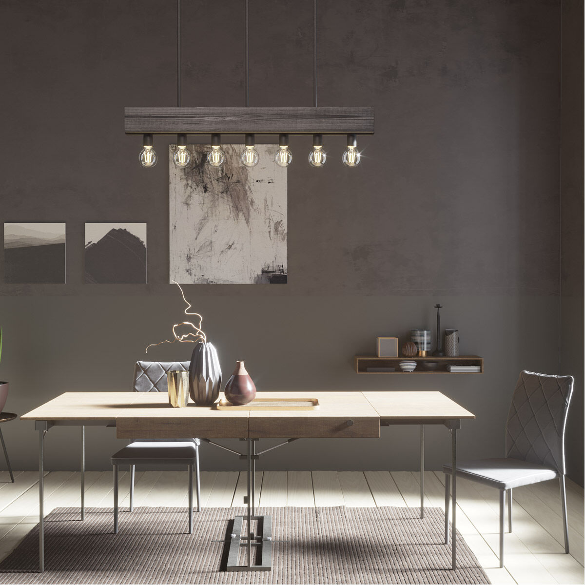 Donelson 7 Light Natural Iron Linear Chandelier Ceiling Light