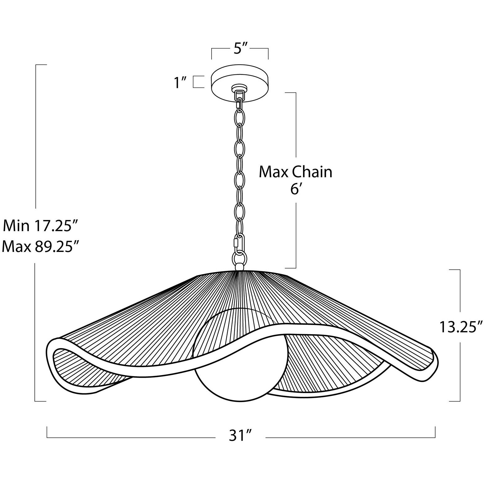 Provence Cafe 1 Light 31 inch Natural Pendant Ceiling Light, Large