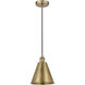 Edison Cone LED 8 inch Antique Brass Mini Pendant Ceiling Light
