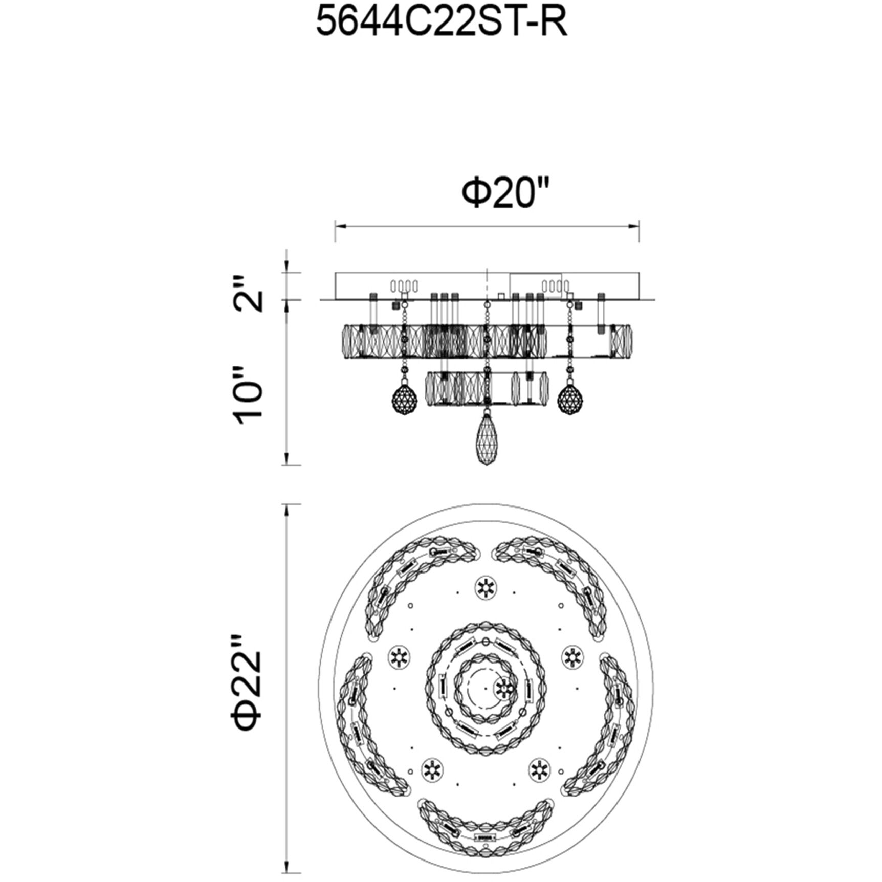 Cascata LED 22 inch Chrome Flush Mount Ceiling Light