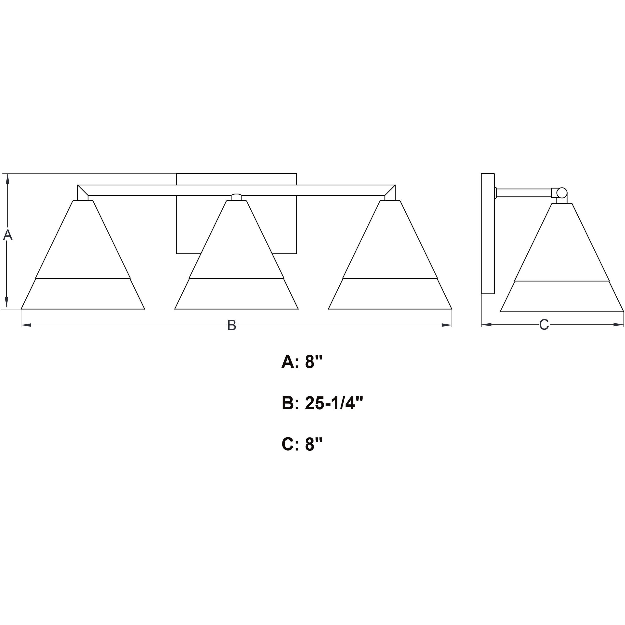 Winthrop 3 Light 25.25 inch Harvest Gold Bathroom Light Wall Light