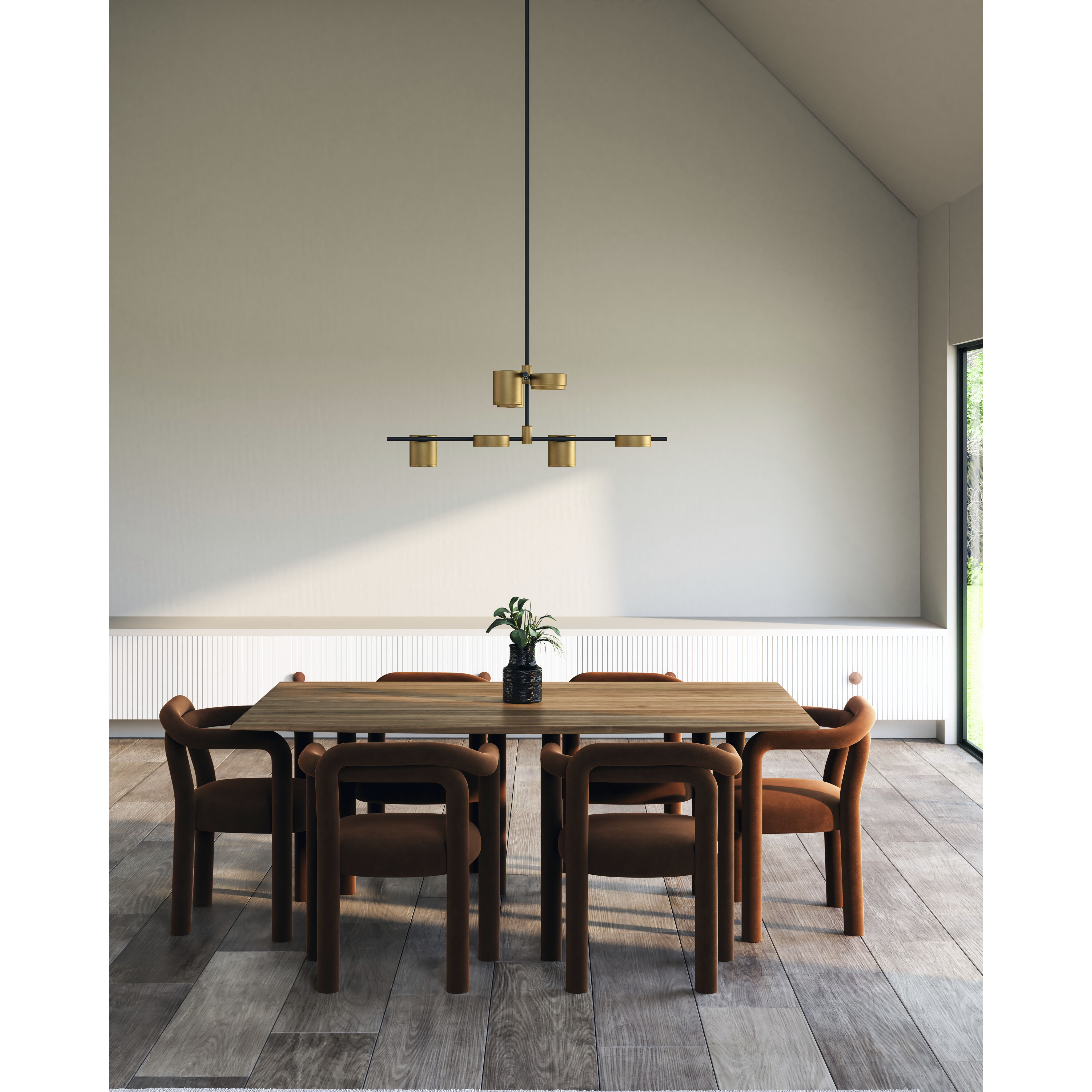 Jayden LED 40 inch Black and Brushed Gold Chandelier Ceiling Light