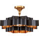 Grand Lotus 1 Light 20.25 inch Satin Black/Contemporary Gold Leaf Chandelier Ceiling Light, Small, Convertible to Semi-Flush