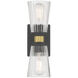 Lustria 2 Light 4.25 inch Matte Black and Vintage Brass Wall Sconce Wall Light