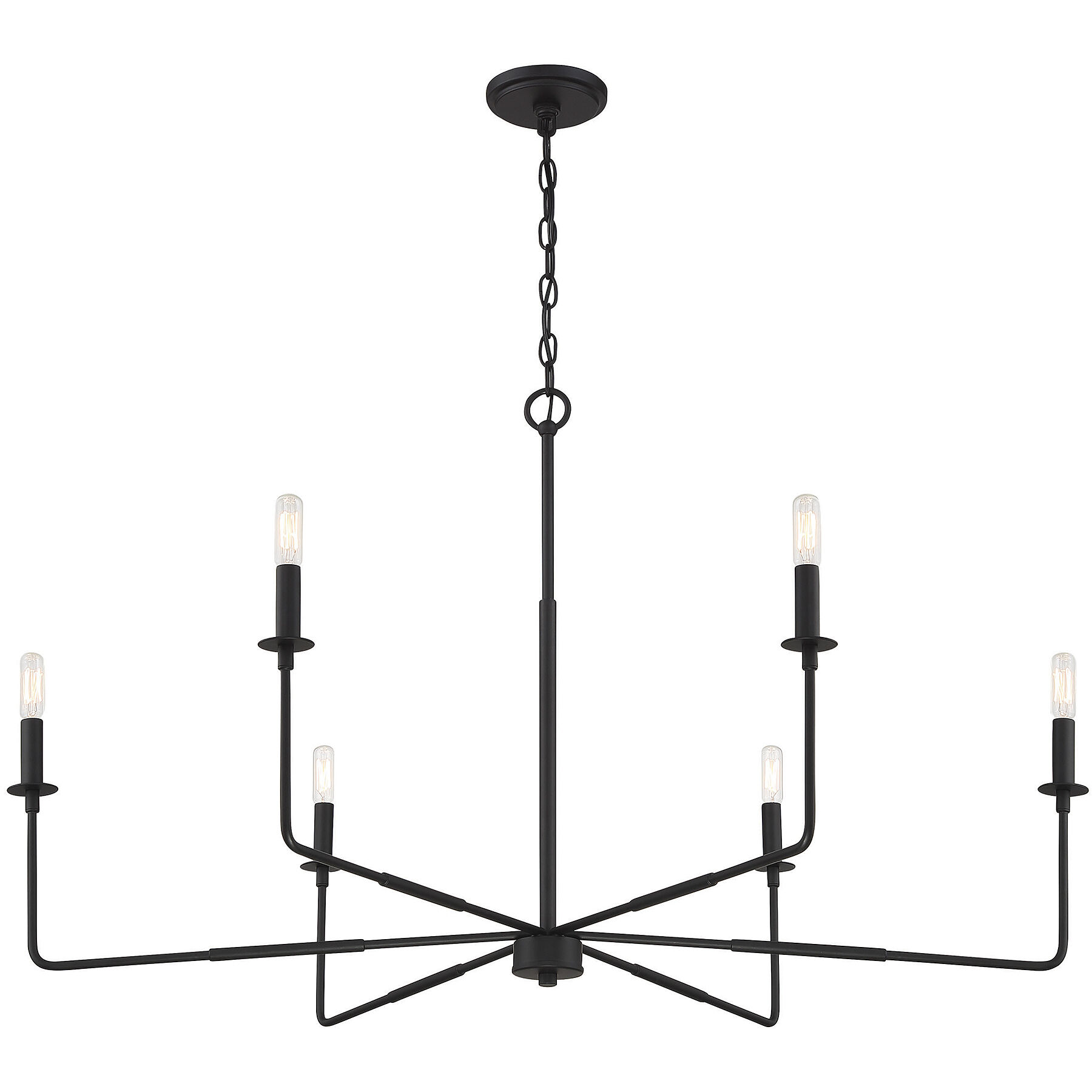 Salerno 6 Light 42 inch Matte Black Chandelier Ceiling Light, Essentials
